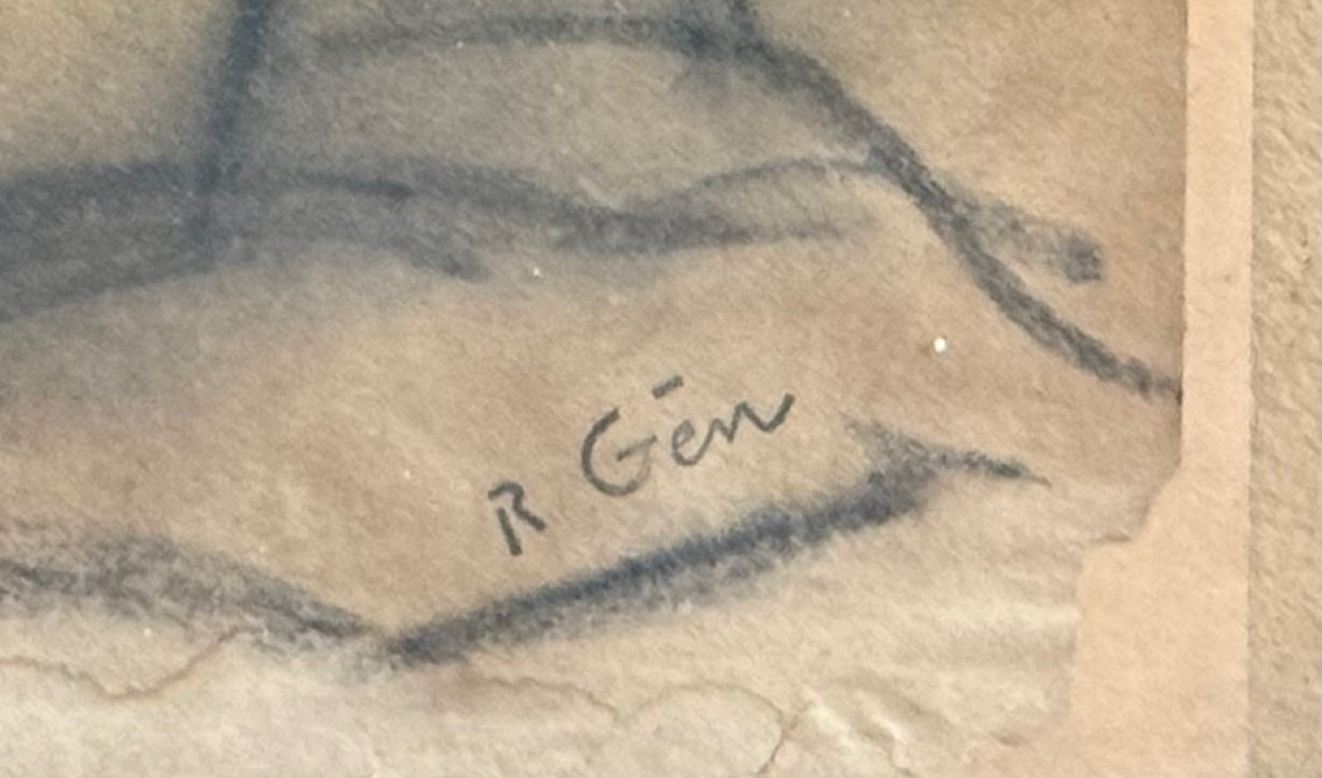 Pastel Nude Woman, Art Deco Style – Signed R. Gén, 20th Century-photo-1