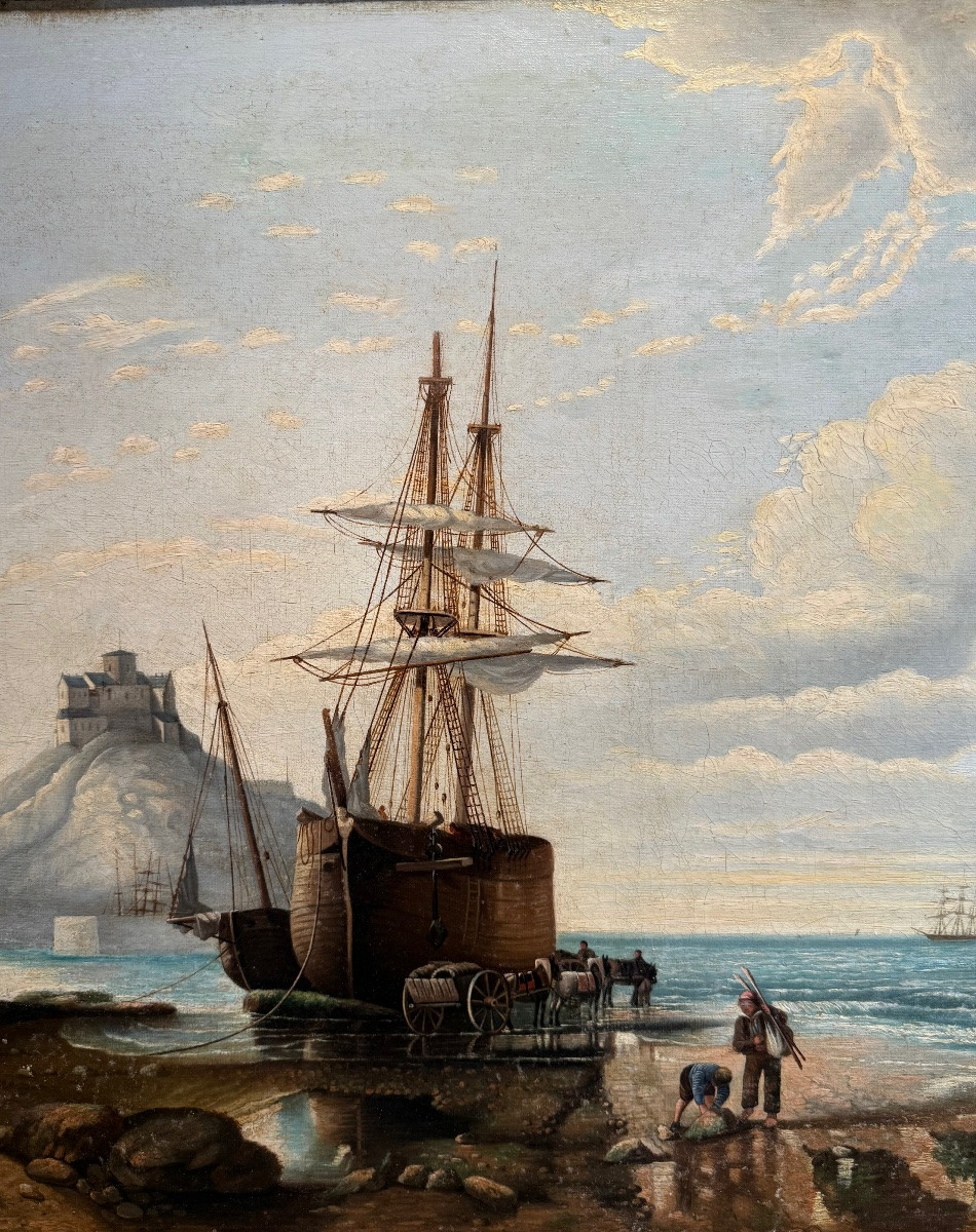 Seascape Signed Eugène Lepoittevin – Oil On Canvas – 19th Century (napoleon III)-photo-2