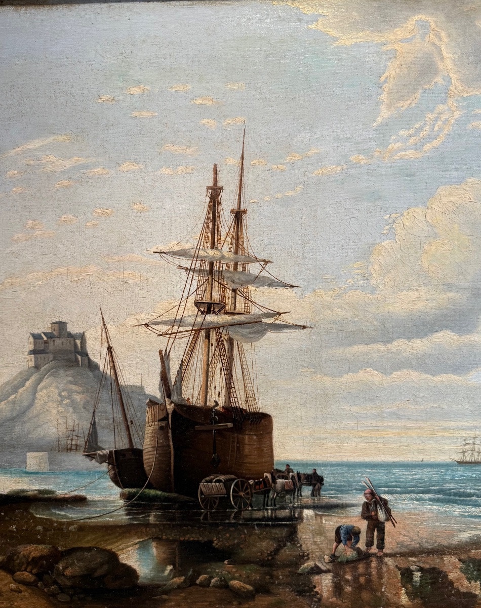Seascape Signed Eugène Lepoittevin – Oil On Canvas – 19th Century (napoleon III)-photo-2