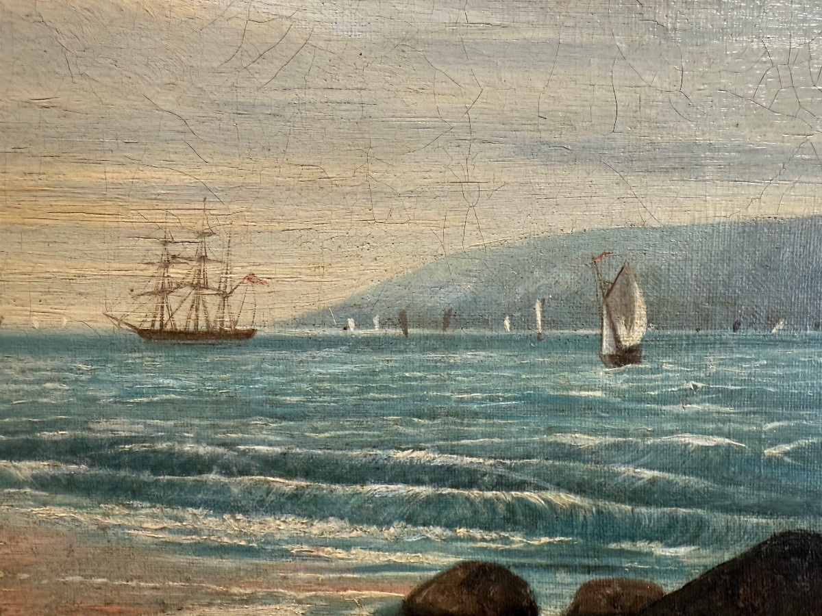 Seascape Signed Eugène Lepoittevin – Oil On Canvas – 19th Century (napoleon III)-photo-5