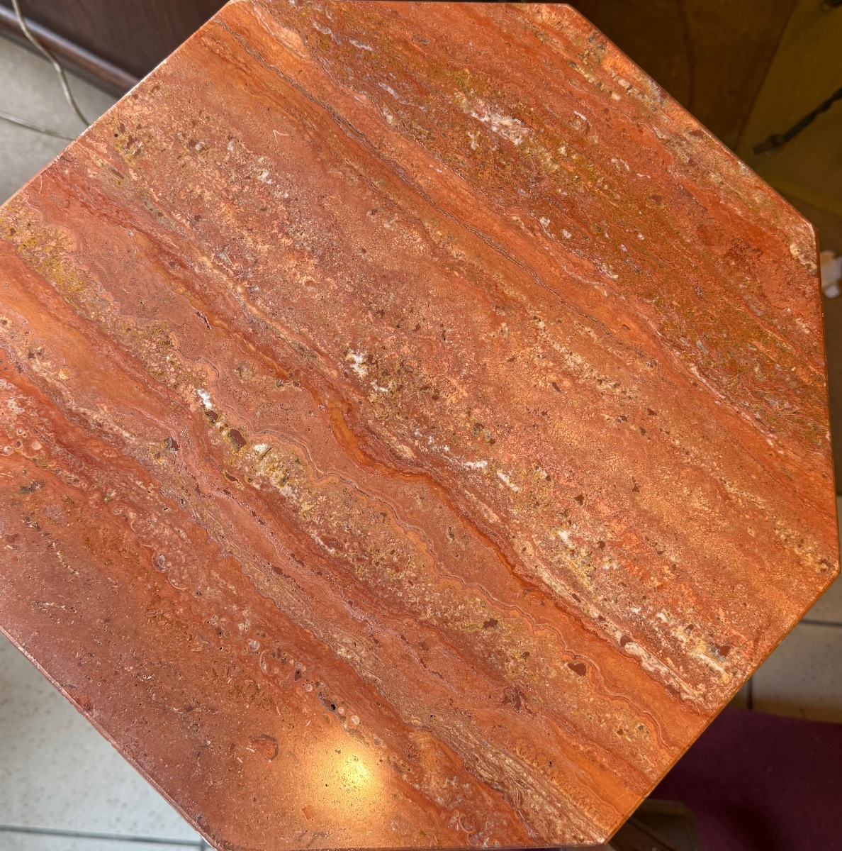 Colonne Art Déco en marbre rose Travertin– XXe siècle-photo-3