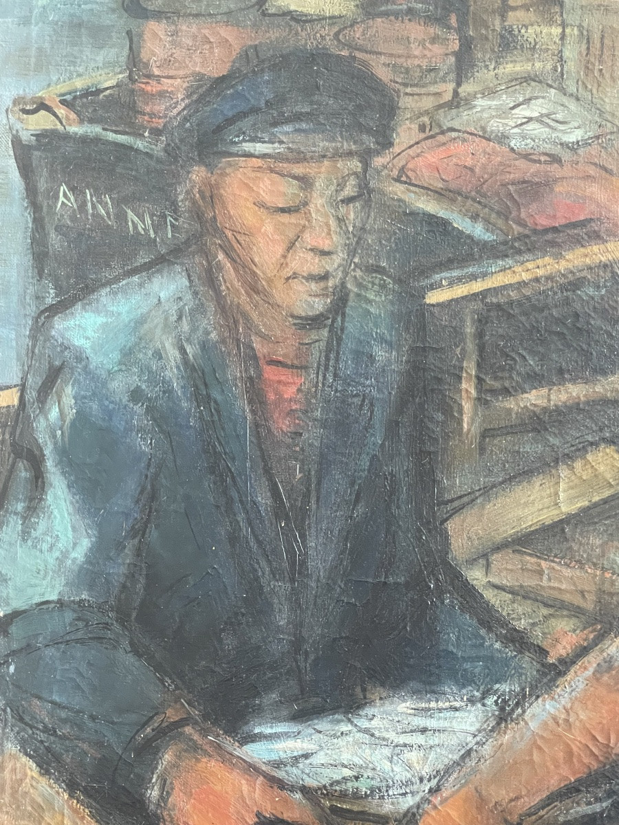 Modern Painting Fishermen Scene-photo-4