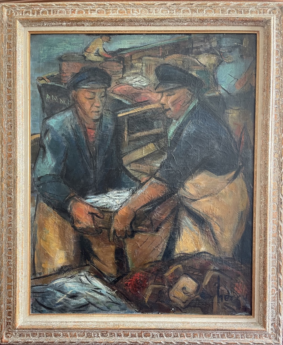 Modern Painting Fishermen Scene