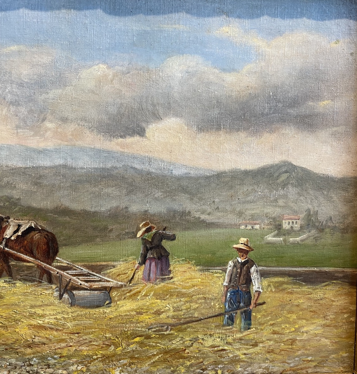 Stefan Simony (1860-1950) – Scène de moisson dans la campagne autrichienne – Huile sur toile-photo-2