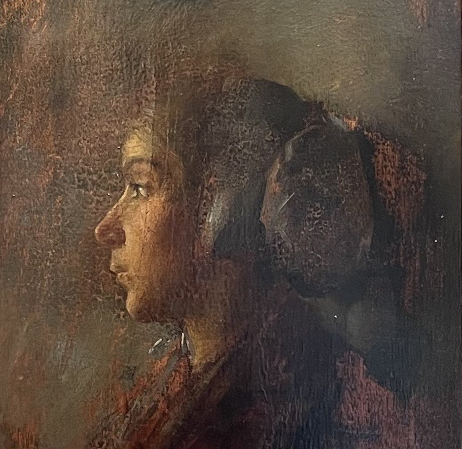Portrait Of A Young Woman In Profile - Oil On Panel - Art Nouveau Period, Late 19th Century - Ca-photo-3
