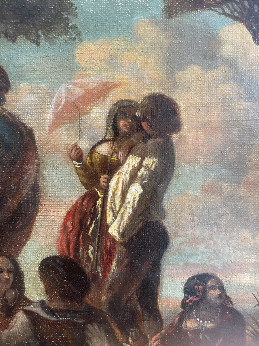 Tableaux Scènes de genre “Concert champêtre dans la clairière” – Époque Napoléon-photo-2