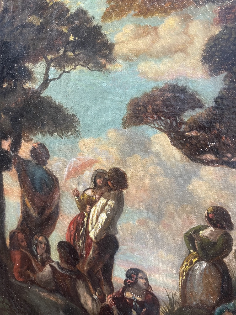 Tableaux Scènes de genre “Concert champêtre dans la clairière” – Époque Napoléon-photo-3