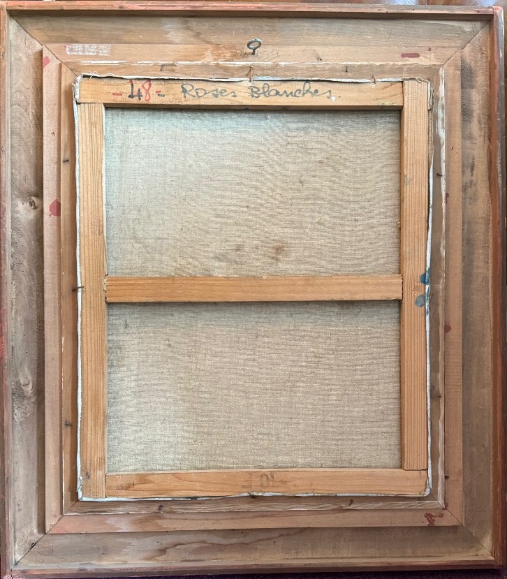 « Roses Blanches » – Belle Huile sur Toile du XIXe – Signée Louis Ducatel Ancien Tableau Floral-photo-4