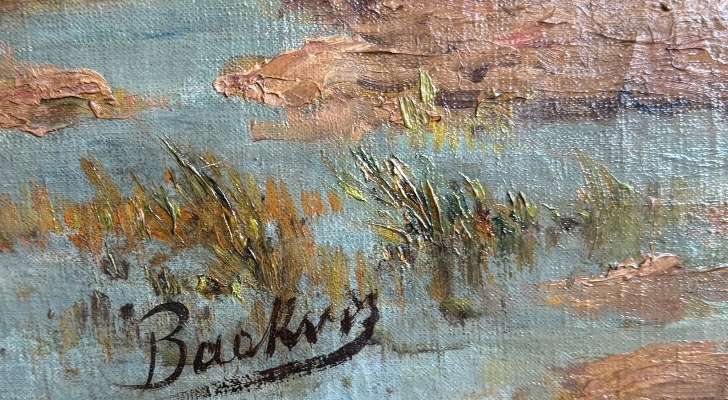 Grande scène animalière du XIXe siècle – Trois vaches dans un paysage – Huile sur toile signée-photo-4