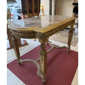Ceremonial Table In Gilded Wood And Marble – Louis XV / Louis XVI Style – 19th Century