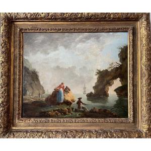 Scène côtière animée – Figures au rivage