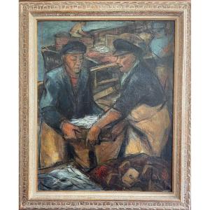 Modern Painting Fishermen Scene