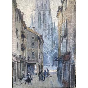 Vue animée de Rouen et de la cathédrale – Début XXe siècle