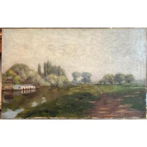 Henri Person (1876–1926) – Paysage au bord du ruisseau, 1899 – Huile sur toile, XIXe siècle