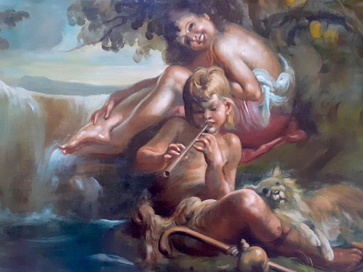 Mattia Traverso, Scène Figurative, Années 1890, Huile Sur Toile, Encadrée-photo-2