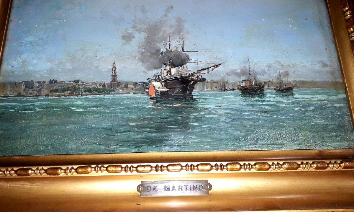Oil Painting On Wood Panel By Eduardo De Martino-photo-3
