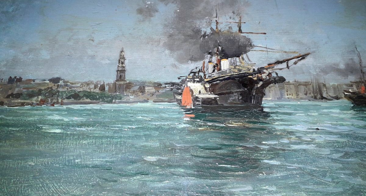 Oil Painting On Wood Panel By Eduardo De Martino-photo-4