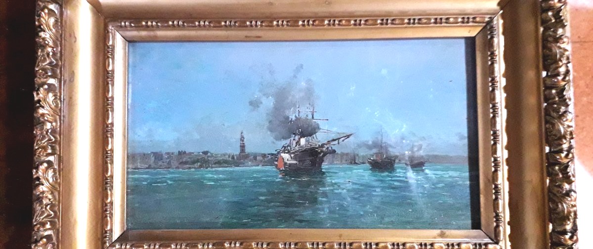 Oil Painting On Wood Panel By Eduardo De Martino-photo-1