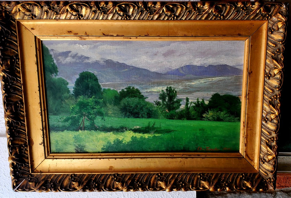 Peinture à l'Huile Sur Toile Représentant La Campagne