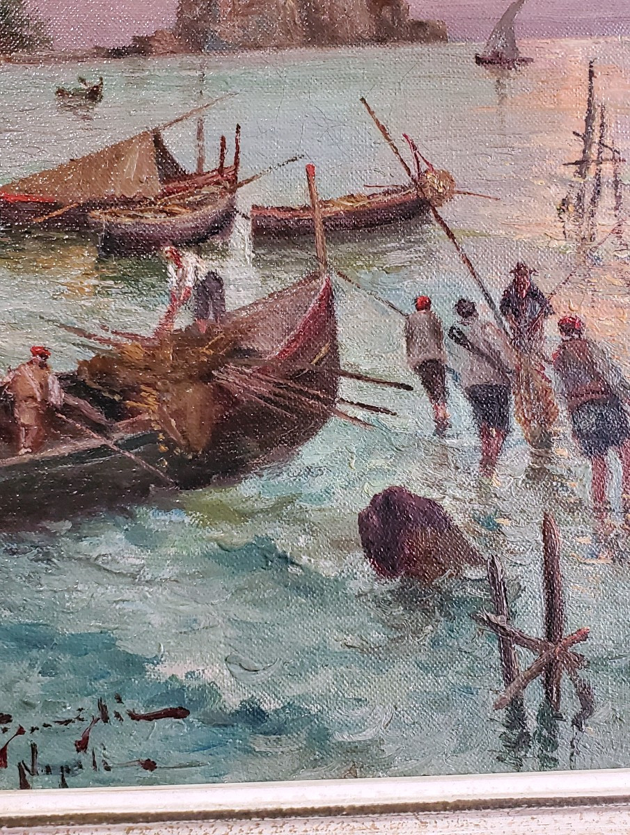 Peinture à l'Huile , Représentant Un Paysage Marin -photo-3