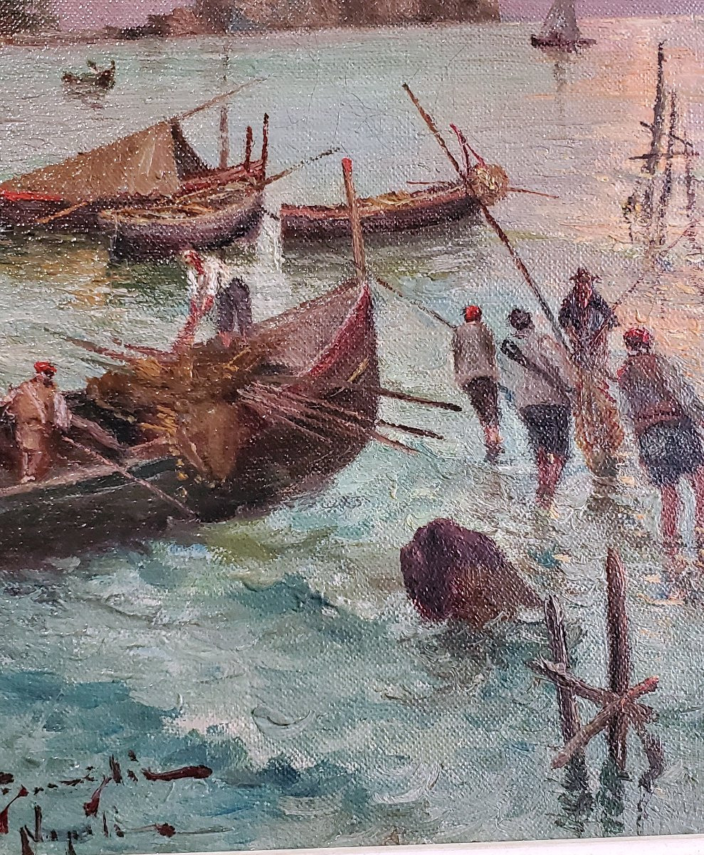 Peinture à l'Huile , Représentant Un Paysage Marin -photo-3