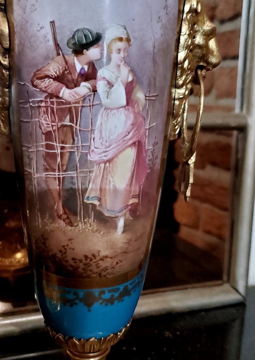 Vases En Porcelaine Et Bronze Doré, Fabrication Française De Sèvres, époque Napoléon III-photo-4
