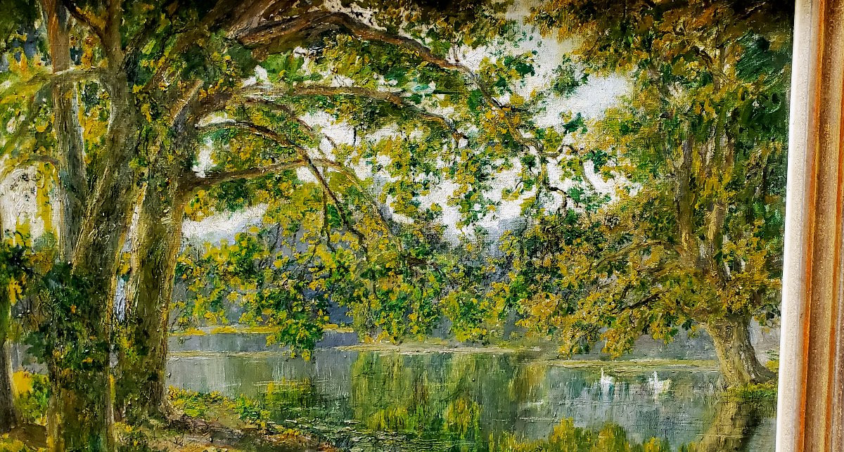 Lake Landscape Painting Oil On Canvas-photo-3