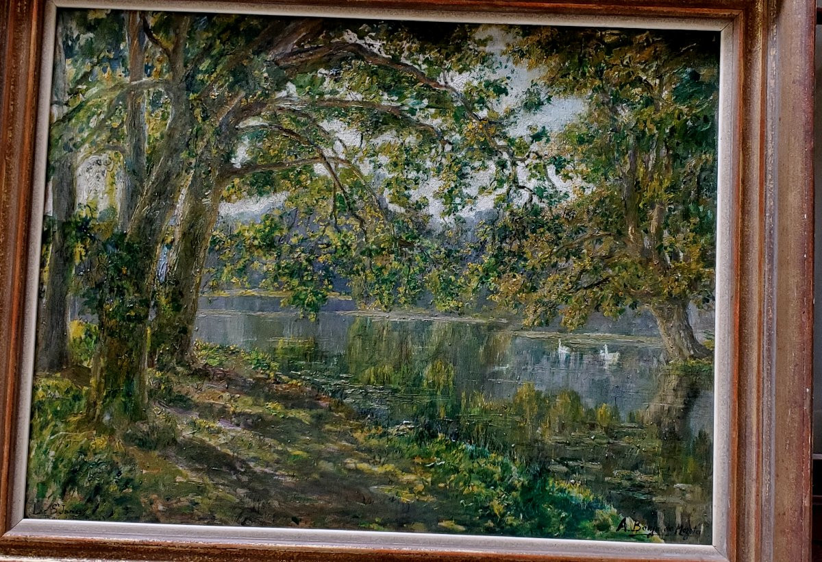 Lake Landscape Painting Oil On Canvas-photo-5