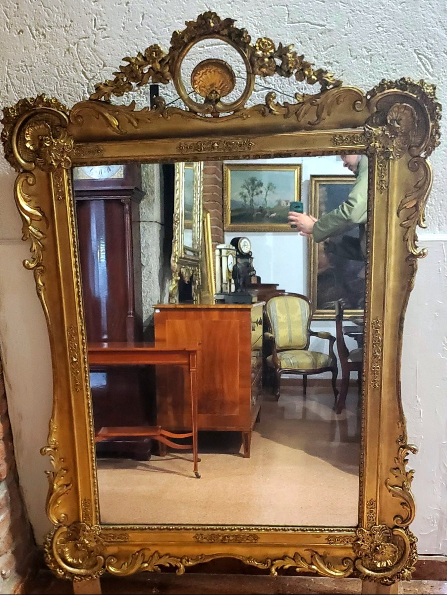 Miroir En Bois Doré Des Années 1850, époque Louis Philippe.-photo-2