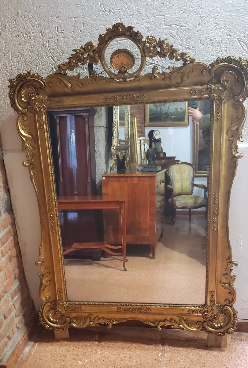 Miroir En Bois Doré Des Années 1850, époque Louis Philippe.-photo-1