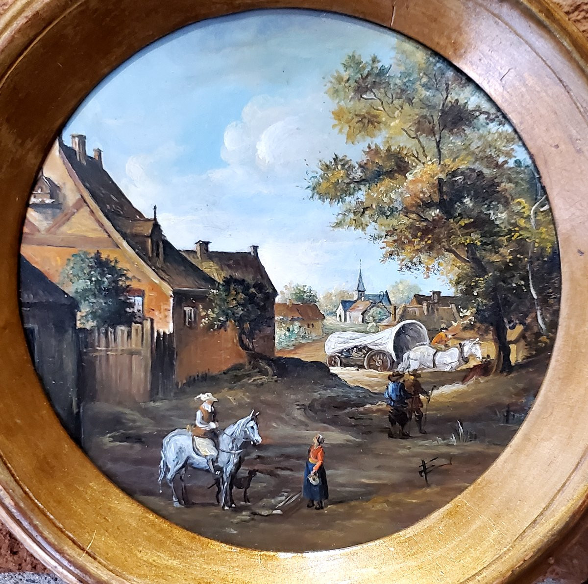 2 Dutch Miniatures Painted On Tin, Late 1800s-photo-3