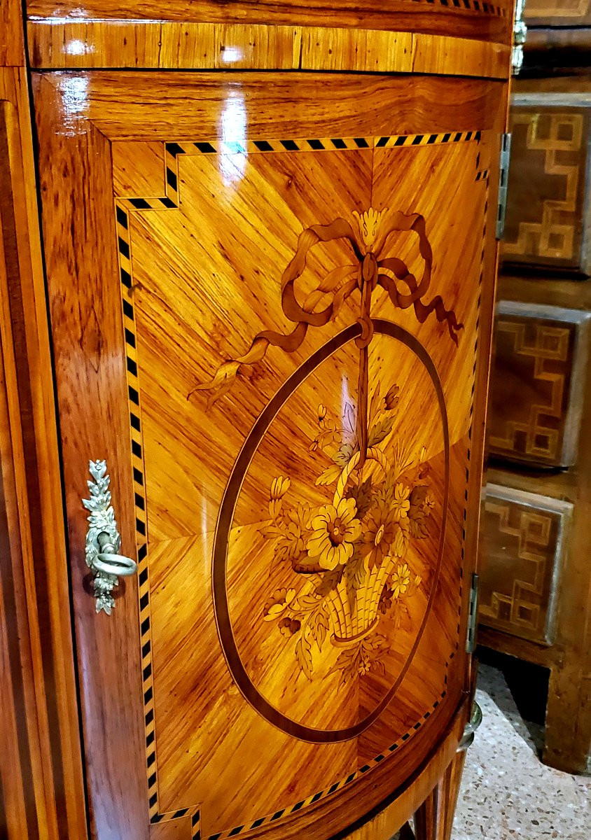 Half Moon Napoleon III Cabinet In Pink Wood, Light And Dark Rosewood, Mahogany-photo-3