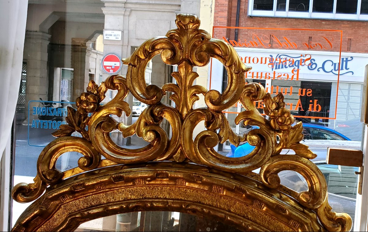 Miroir Louis XV, Fabrication Piémontaise (italie), XVIIIe Siècle, Dorure d'Origine-photo-1
