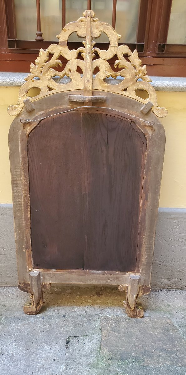 Miroir Louis XV, Fabrication Piémontaise (italie), XVIIIe Siècle, Dorure d'Origine-photo-4