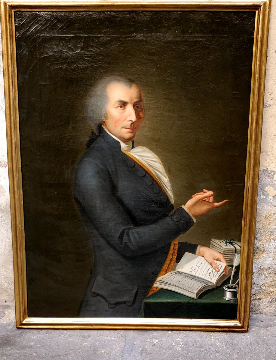 Ancienne Peinture à l'Huile Sur Toile Datant Du XVIIIe Siècle, Représentant Le Noble 