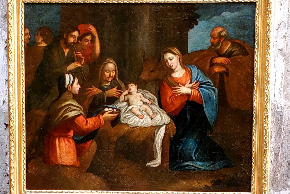 Oil Painting On Canvas Depicting The Adoration Of The Magi.-photo-3