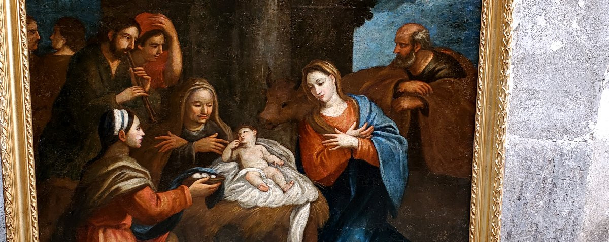 Oil Painting On Canvas Depicting The Adoration Of The Magi.-photo-4