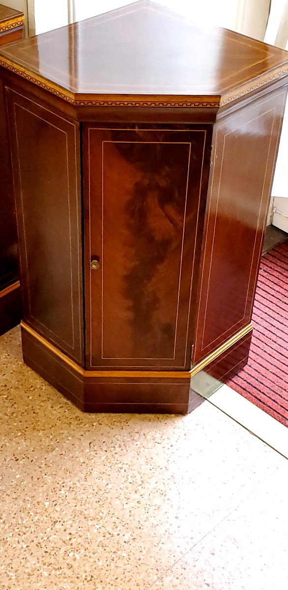 Numéro 2 Encoignures d'époque Carlo X Vers 1830 En Palissandre Et Marqueterie De Buis-photo-1