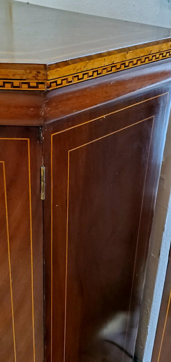 Numéro 2 Encoignures d'époque Carlo X Vers 1830 En Palissandre Et Marqueterie De Buis-photo-3