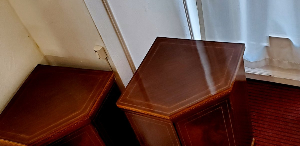 Numéro 2 Encoignures d'époque Carlo X Vers 1830 En Palissandre Et Marqueterie De Buis-photo-4