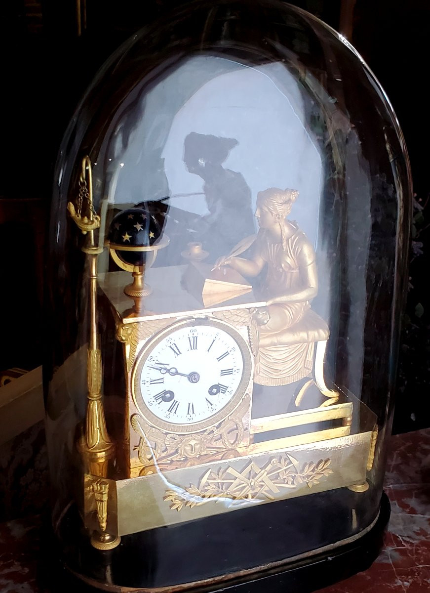 Pendule en bronze doré 18 kt, époque Charles X, fabrication française-photo-2