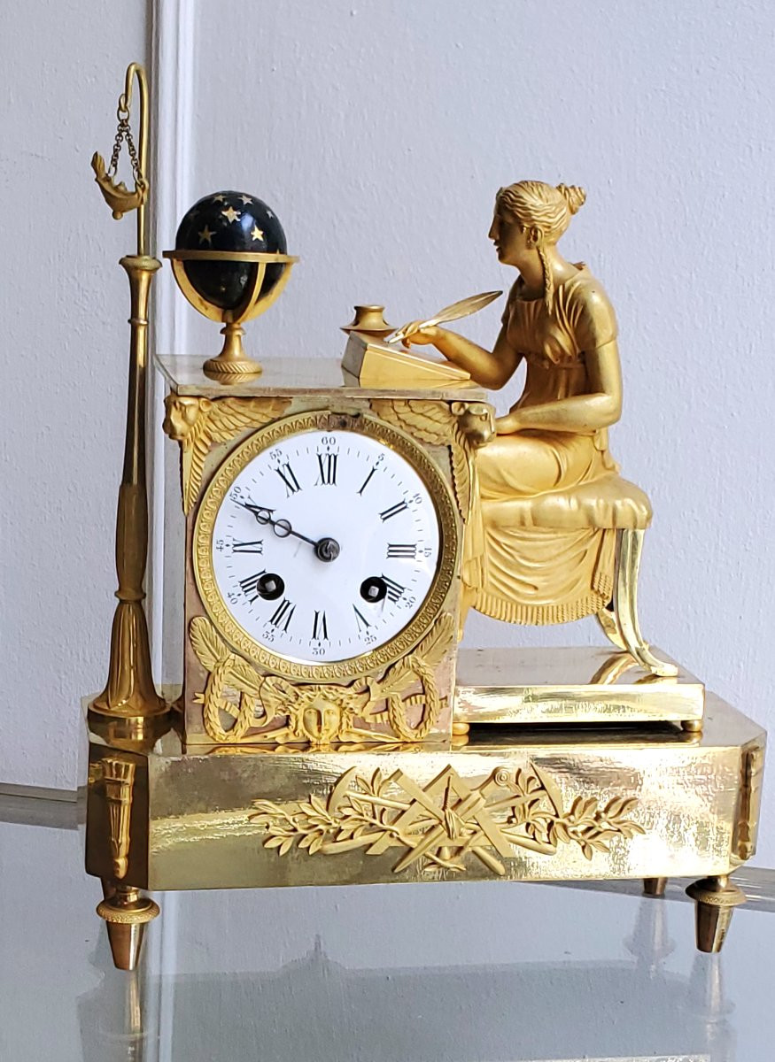 Pendule en bronze doré 18 kt, époque Charles X, fabrication française-photo-4