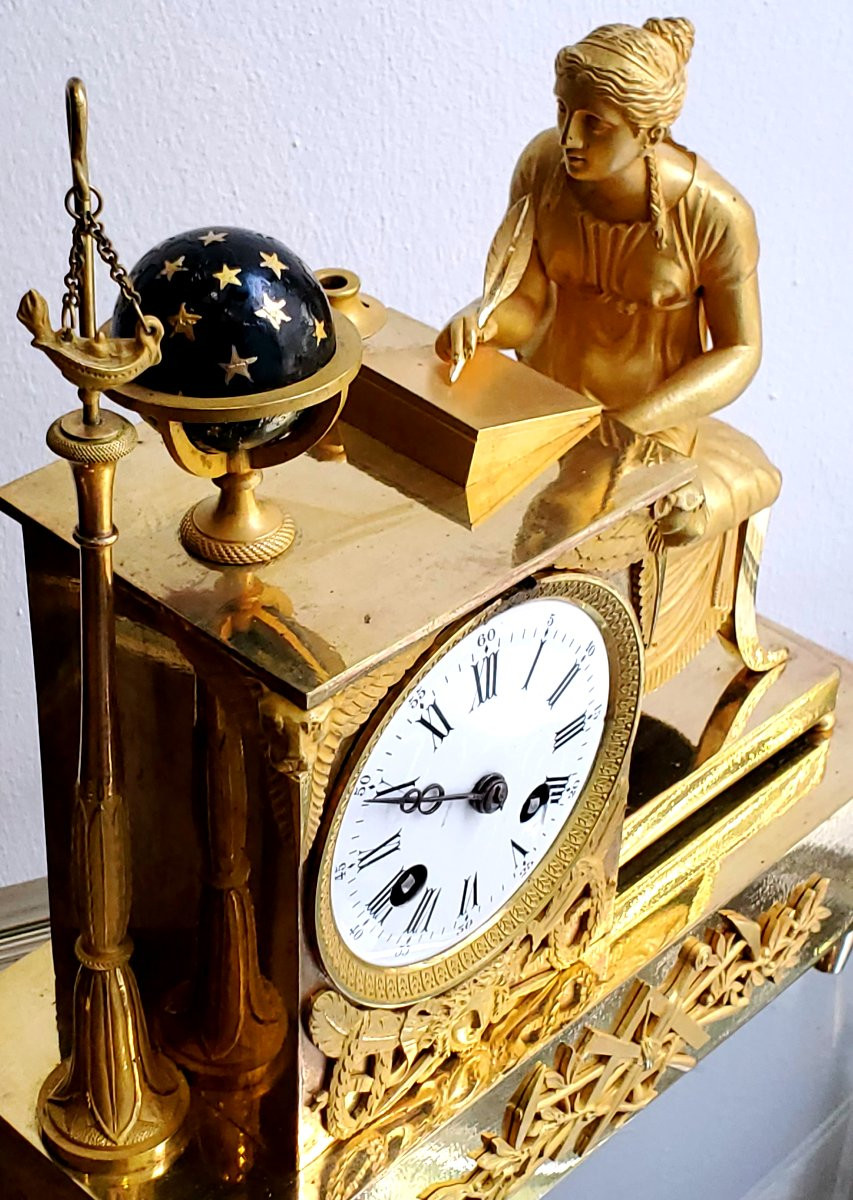 Pendule en bronze doré 18 kt, époque Charles X, fabrication française-photo-6