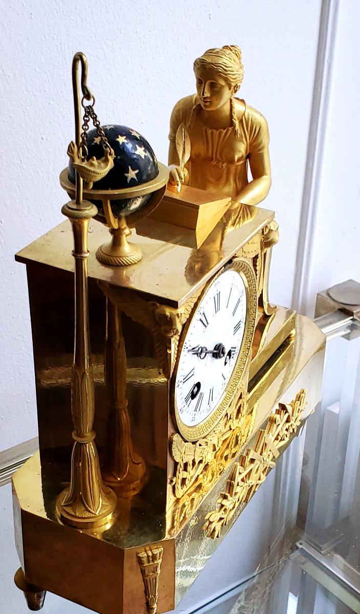 Pendule en bronze doré 18 kt, époque Charles X, fabrication française-photo-7