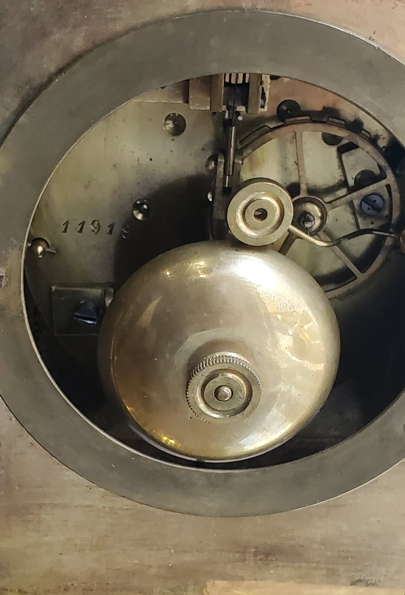 Pendule en bronze doré 18 kt, époque Charles X, fabrication française-photo-8