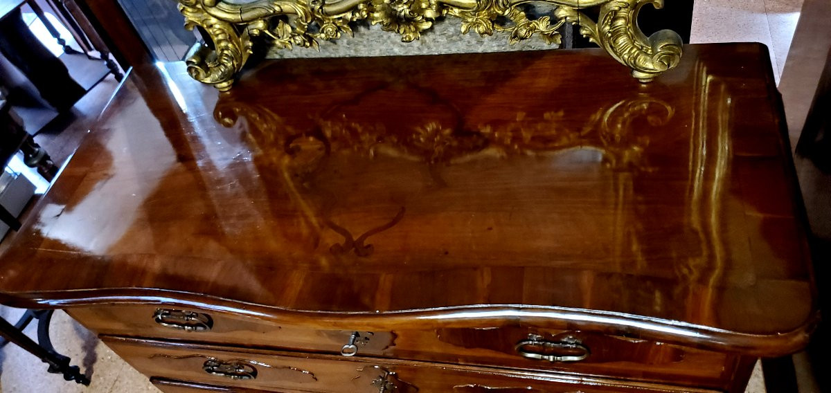 Antique Chest Of Drawers From The 1750s (approximately) In Walnut Wood.-photo-3