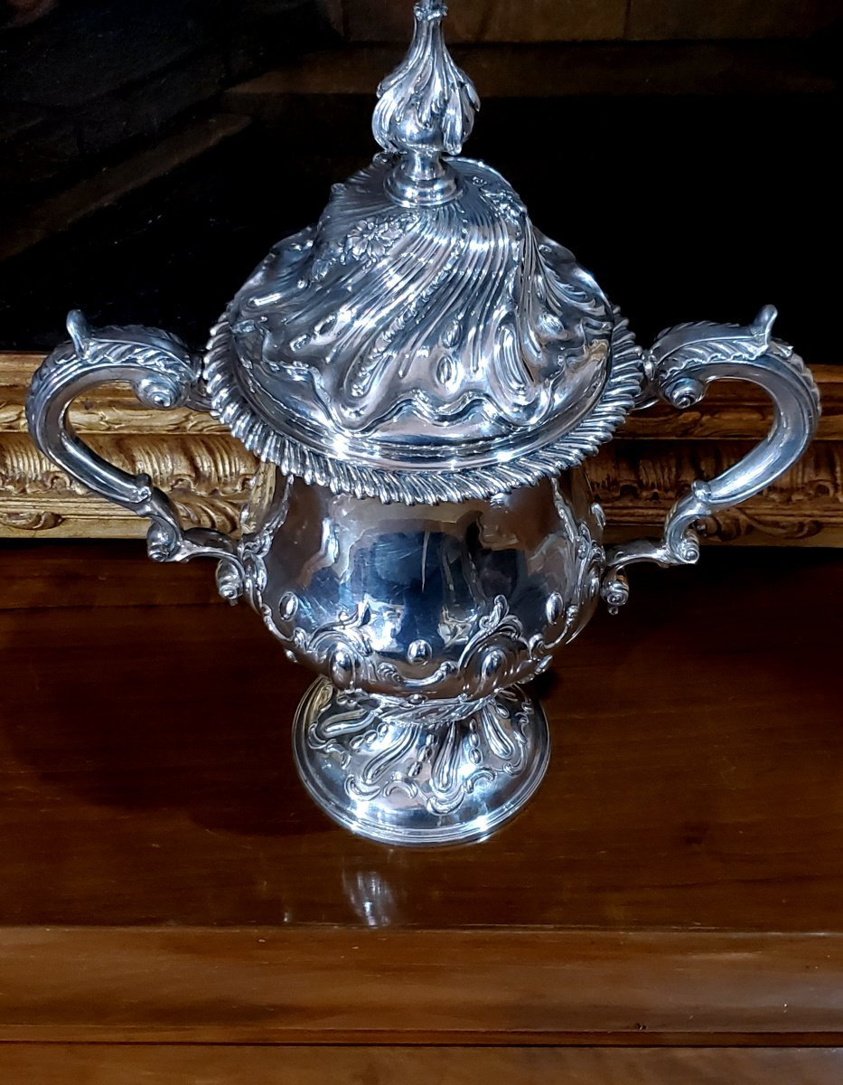 Coupe, centre de table en argent 925, fabrication anglaise, Londres, 1763.-photo-1