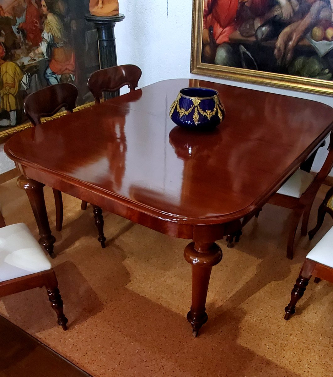 Table anglaise victorienne, en bois d'acajou. Cette table peut être rallongée à volonté-photo-2