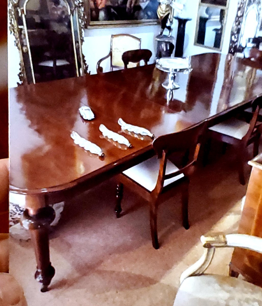 Table anglaise victorienne, en bois d'acajou. Cette table peut être rallongée à volonté-photo-3