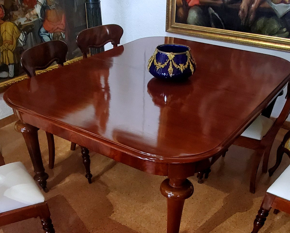 Table anglaise victorienne, en bois d'acajou. Cette table peut être rallongée à volonté-photo-4